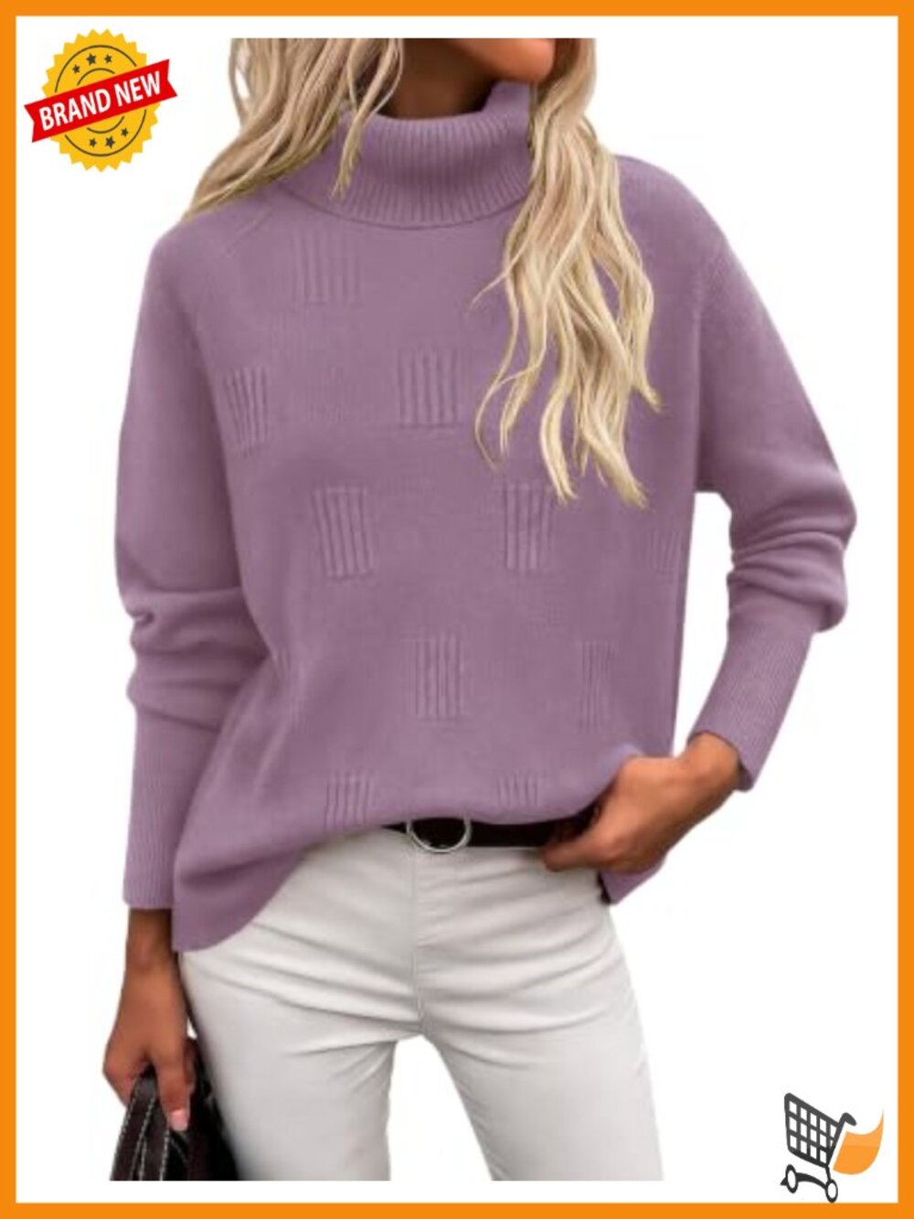 Turtleneck Sweater Long Sleeve Knitted Pullover Top Fall Winter